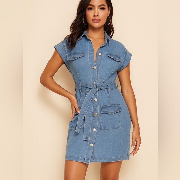 SHEIN Dresses & Skirts - Women’s SHEIN Denim Button-Down Dress Size Large
